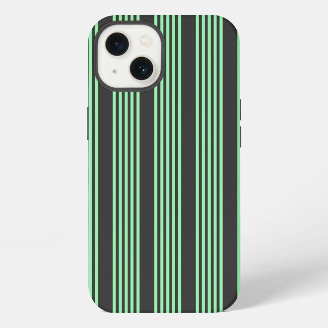 Green and charcoal five stripes pattern iPhone case (Back)