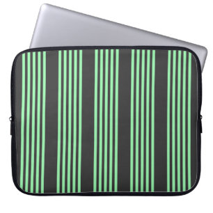 Green and charcoal five stripes pattern laptop sleeve