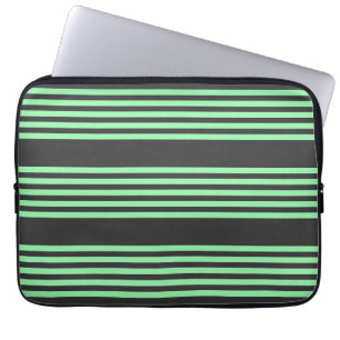 Green and charcoal five stripes pattern laptop sleeve