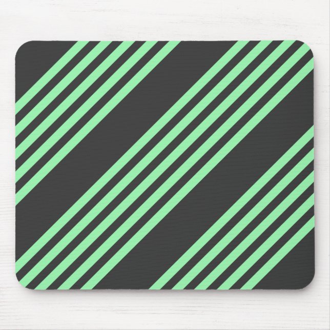 Green and charcoal five stripes pattern mouse mat (Front)