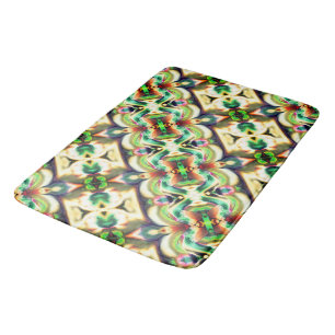 Green and coloured rapport with rough glass style bath mat