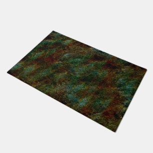Green and coral speckled wall style doormat