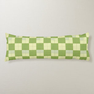 Green and Cream Checkered Tile Pattern Body Cushion