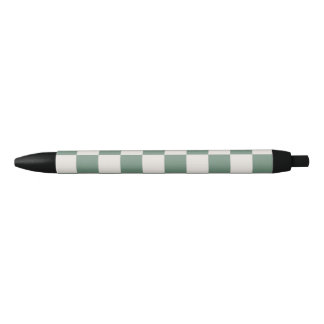 Green And Cream Chequered Classic Chequered Patter Black Ink Pen