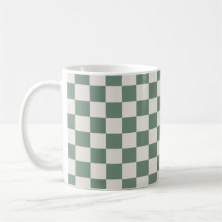 Green And Cream Chequered Classic Chequered Patter Coffee Mug