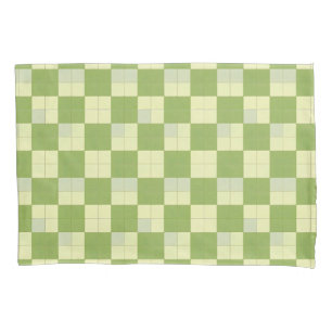 Green and Cream Chequered Tile Pattern Pillowcase
