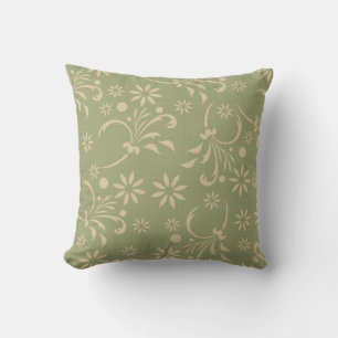 Green and Cream Flowers American MOJO Pillow