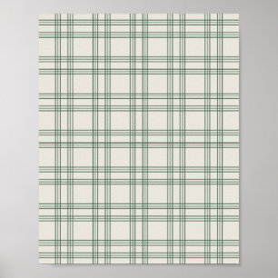 Green And Cream Gingham Poster
