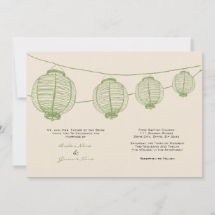Green and Cream Lanterns Wedding Invitation