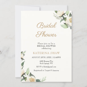 Green and Cream Minimalist Floral Bridal Shower Invitation