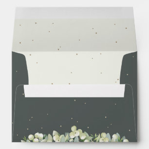Green and Cream Snowberry+Eucalyptus Wedding A7 Envelope