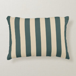 Green And Cream Vertical Stripes Decorative Cushion