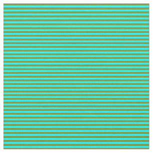Green and Cyan Coloured Lines Pattern Fabric