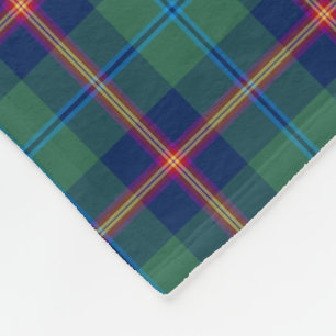 Green and Dark Blue Clan Young Tartan Fleece Blanket