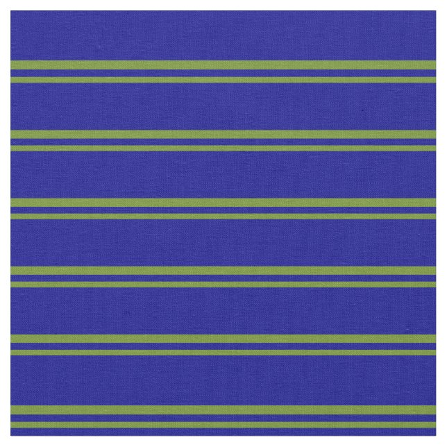 Green and Dark Blue Coloured Striped Pattern Fabric (Close Up)