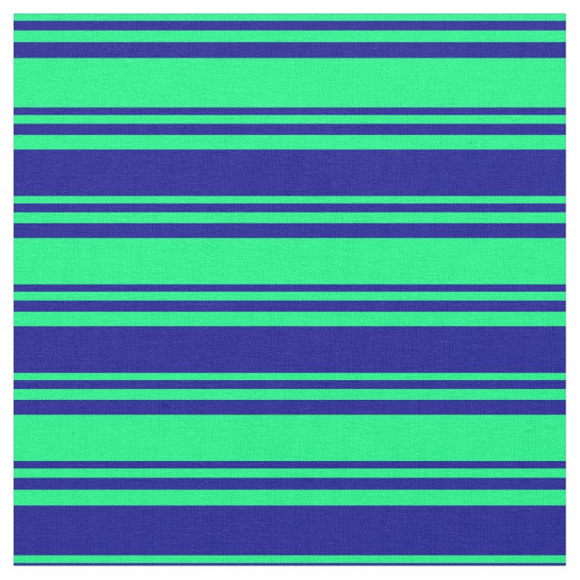 Green and Dark Blue Lines/Stripes Pattern Fabric (Close Up)