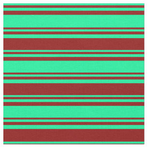Green and Dark Red Coloured Lines/Stripes Pattern Fabric