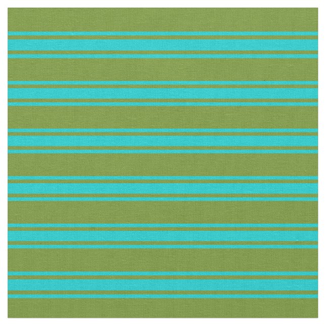 Green and Dark Turquoise Lined/Striped Pattern Fabric (Close Up)