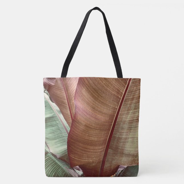 Green and Deep Red Leaf Tote Bag (Front)