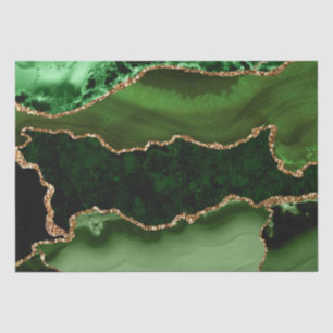 Green and Faux Gold Glitter Marble Agate Tissue Paper