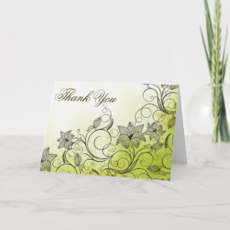 Green and Floral Thank You Card