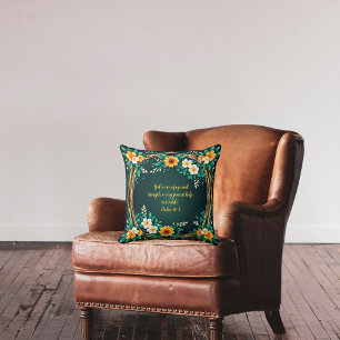 Green and Floral Wreath Customisable Cushion