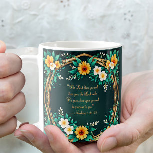 Green and Floral Wreath Morning Blessing Mug