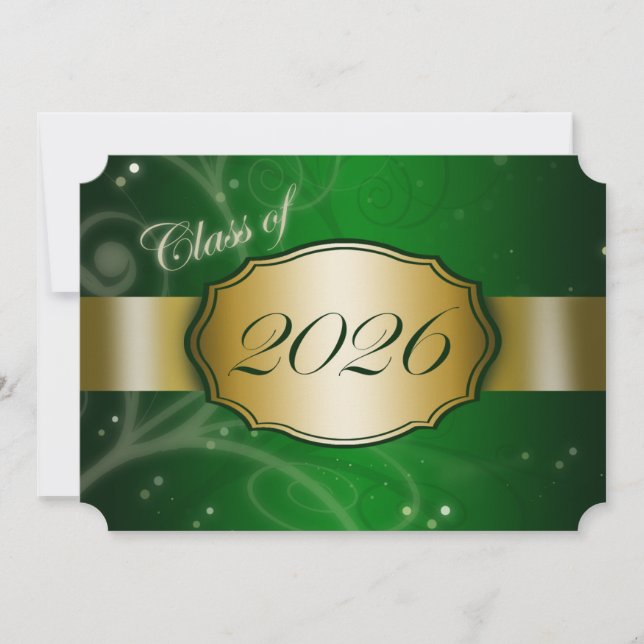 Green and Gold 2026 Graduation Invitation (Front)