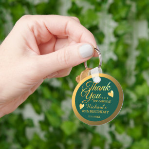 Green And Gold 50th Birthday Guest Thank You Key Ring