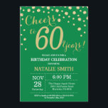 Green and Gold 60th Birthday Diamond Invitation<br><div class="desc">60th Birthday Invitation with Green and Gold Glitter Diamond Background. Gold Confetti. Adult Birthday. Male Men or Women Birthday. For further customisation,  please click the "Customise it" button and use our design tool to modify this template.</div>