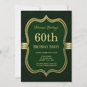 Green and Gold 60th Birthday Party Invitation