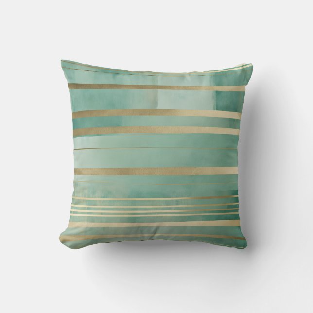 Green and Gold Abstract #1 Cushion (Front)