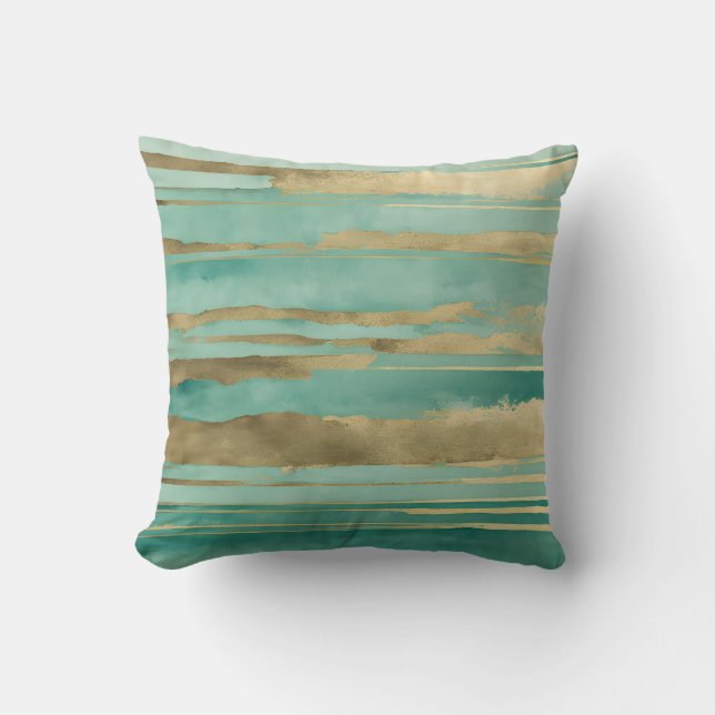 Green and Gold Abstract #2 Cushion (Front)