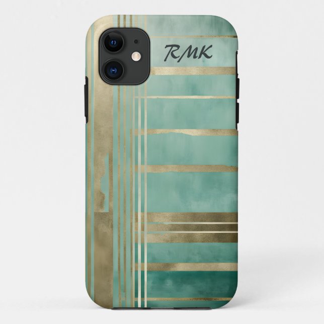 Green and Gold Abstract #3 Personalised Case-Mate iPhone Case (Back)