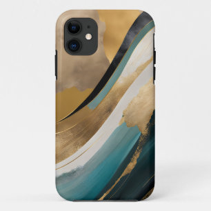 Green and Gold Abstract #4 iPhone 11 Case