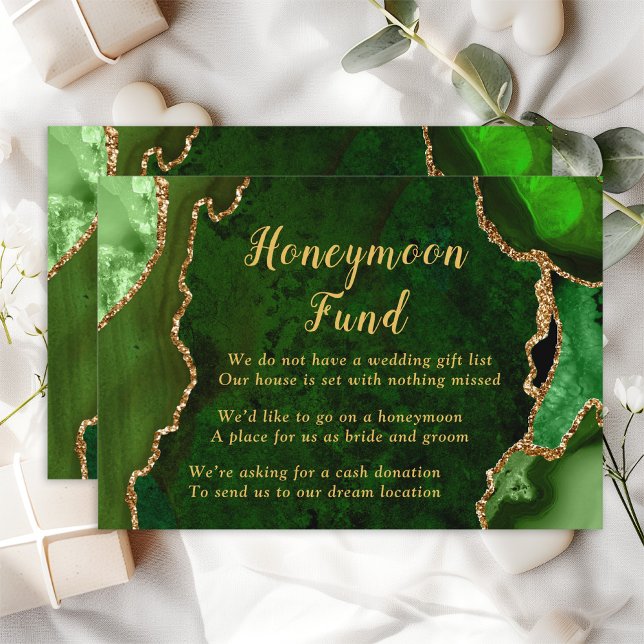Green and Gold Agate Honeymoon Fund Enclosure Card (Creator Uploaded)