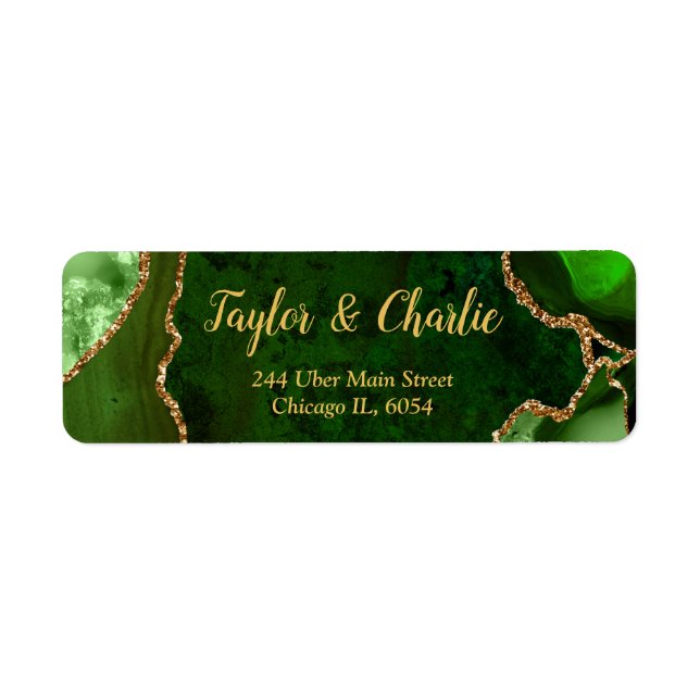 Green and Gold Agate Marble Wedding (Front)