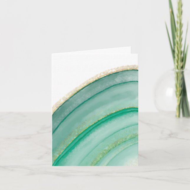 Green And Gold Agate Notecards (Front)