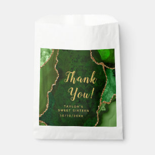 Green and Gold Agate Sweet Sixteen Thank You Favour Bags