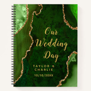 Green and Gold Agate Wedding Planner Notebook