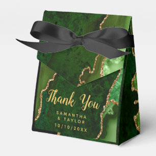 Green and Gold Agate Wedding Thank You Favour Box