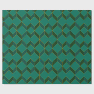 Green and gold Art Deco diamond Wrapping paper