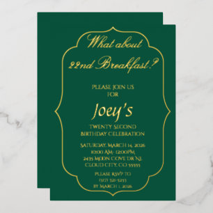 Green and Gold Breakfast Birthday Invitations