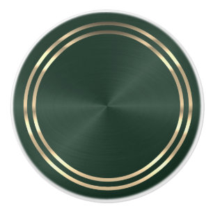 Green and Gold Ceramic Knob
