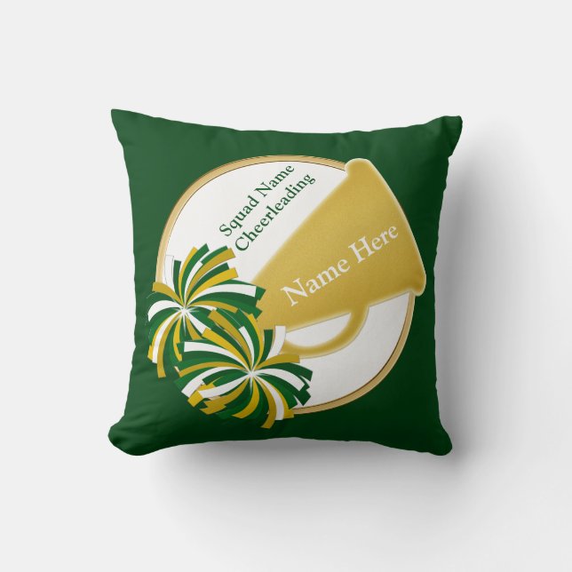Green and Gold Cheer Gifts for Cheerleaders, Coach Cushion (Front)
