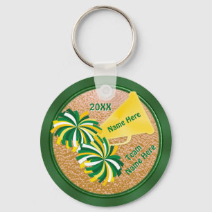 Green and Gold Cheerleader Party Ideas Keychains