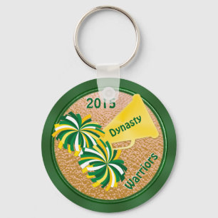Green and Gold Cheerleader Party Ideas Keychains