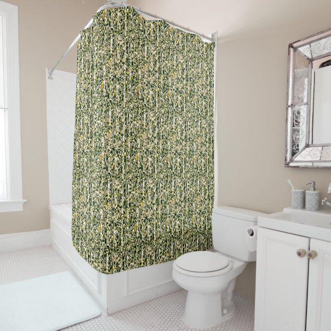 Green and Gold Cheetah Print Shower Curtain (In Situ)