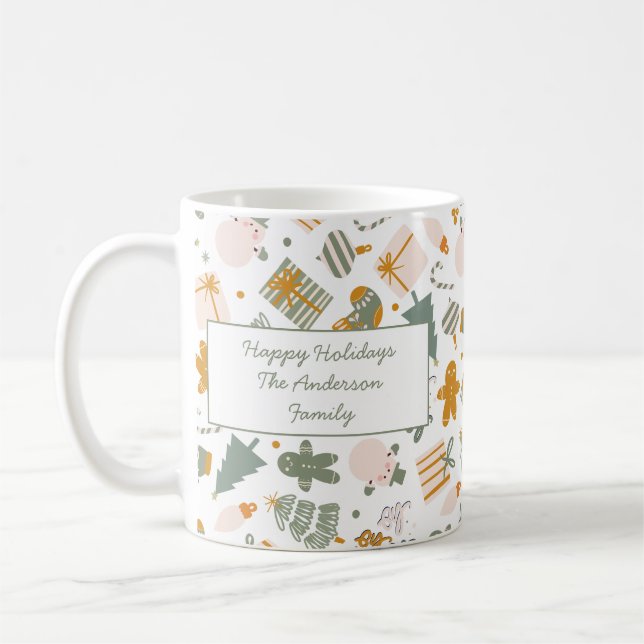 Green And Gold Christmas Holiday Party Coffee Mug (Left)