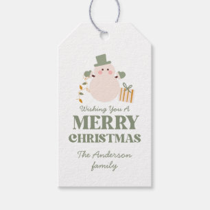 Green And Gold Christmas Holiday Party Gift Tags